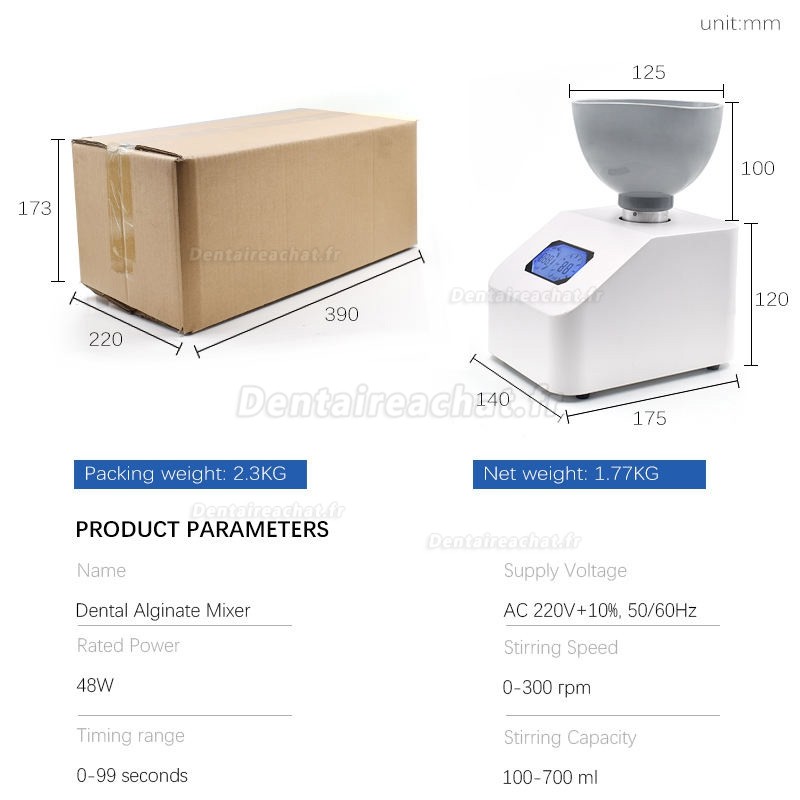 Mélangeur d'alginate et de plâtre pour laboratoire dentaire, modèle à 6 vitesses